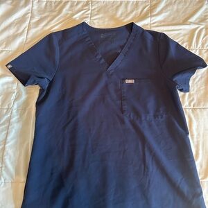 Figs Deep Blue V-Neck Short Sleeve Tee